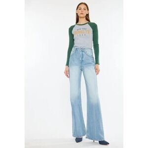 KanCan Janna 90s Flare Denim Blue Jeans 15/31 Button‎ Fly Festival Hippie NWT